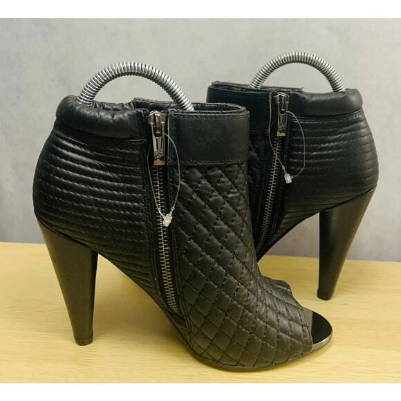 Kristin Cavallari Chinese Laundry Quilted Open Toe Leather Booties Size 9.5 - Picture 3 of 10